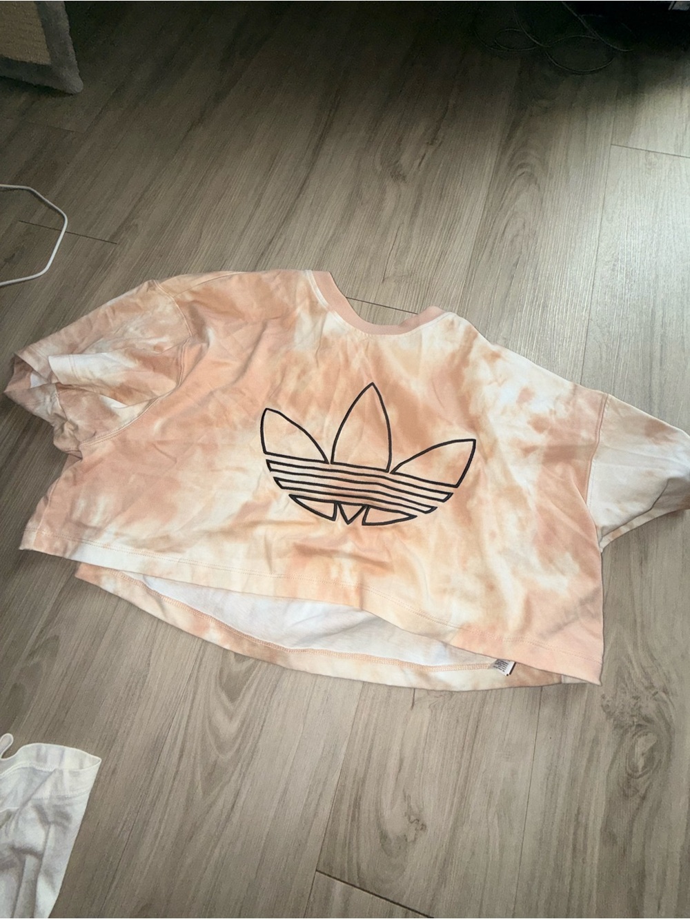 adidas Peach & White Tie-Dye Cropped Sweatshirt